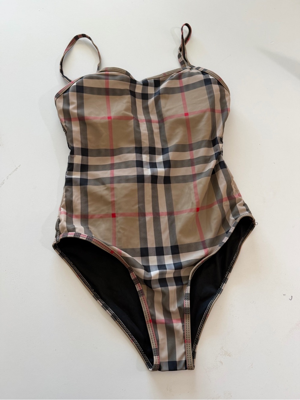 Classic Plaid One-Piece Swimsuit - Beige Plaid